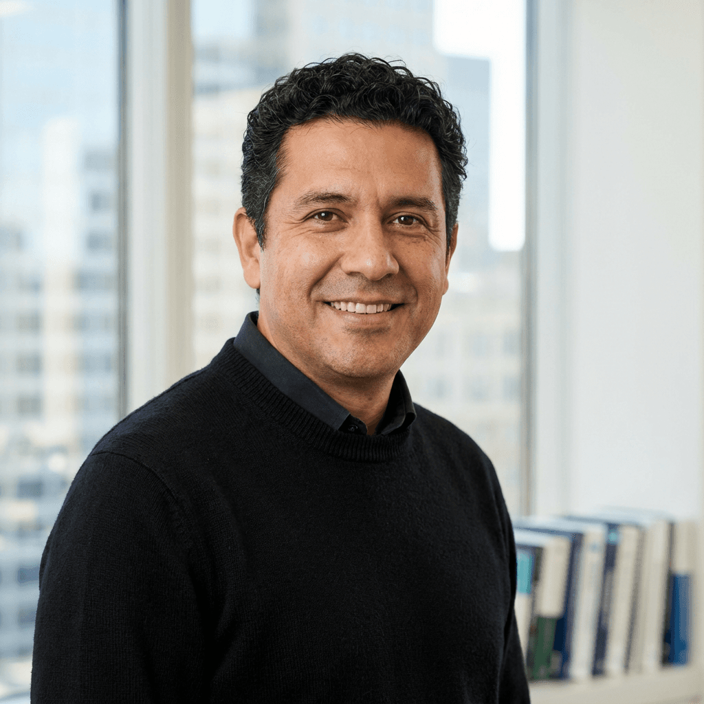 Daniel T. portrait, mid 40s, white, business casual