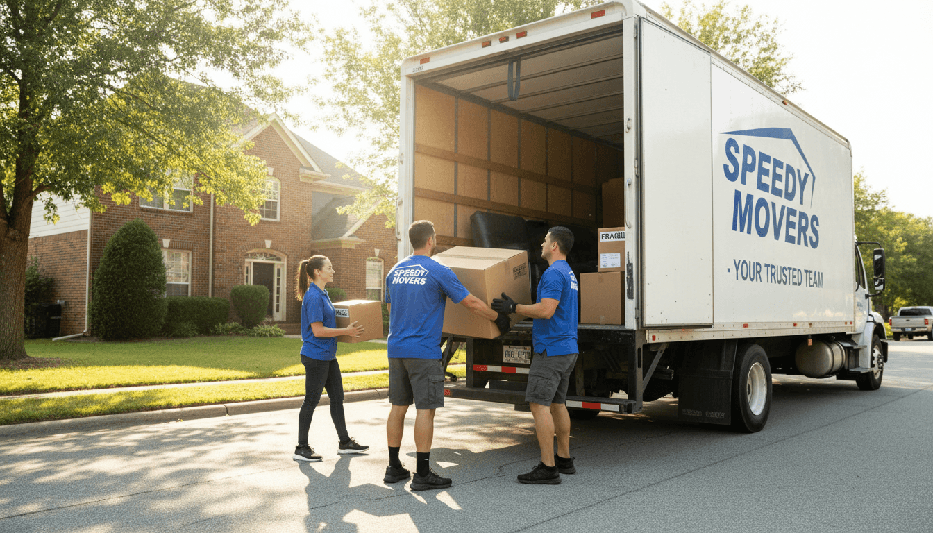 Movers carefully loading boxes into a moving truck in Toronto